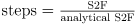 \text{steps} = \frac{\text{S2F}}{\text{analytical S2F}}